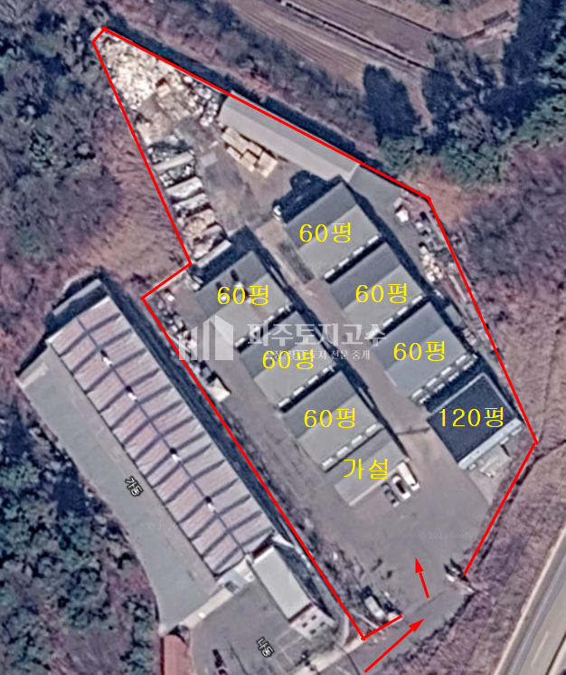 경기 파주시 월롱면 위전리 1,2,3,4,5,6,7동 위전리 공장480평 가설30평 전력500kw 사무동 층고7.8 40피트 민원무 매매 매물번호 11500 사진 2